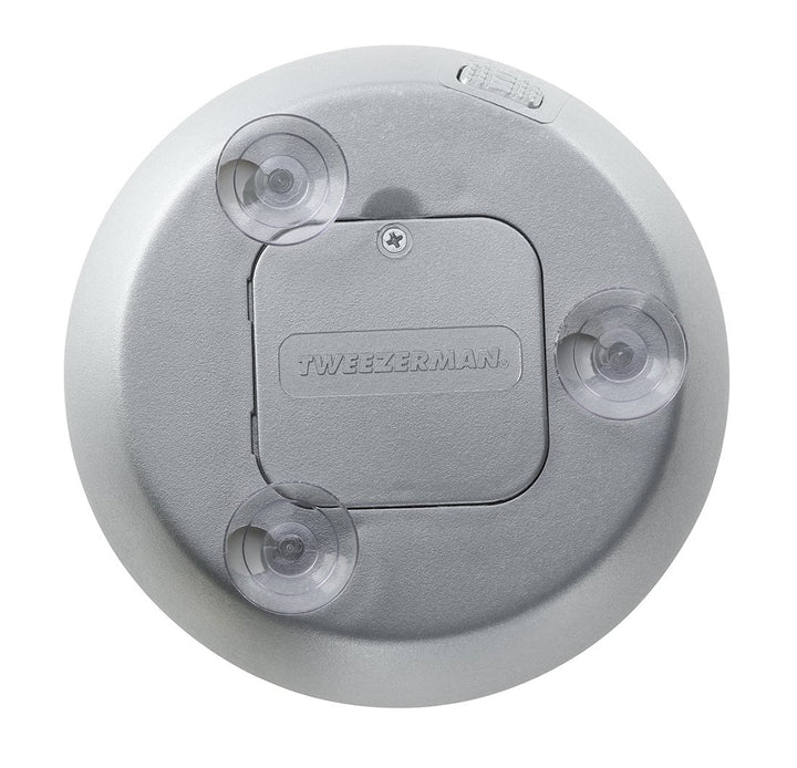 TWEEZERMAN Make-Up Spiegel LED 15-fach Vergrösserungsspiegel mit Saugnäpfen zum Befestigen Ø 10,5 cm