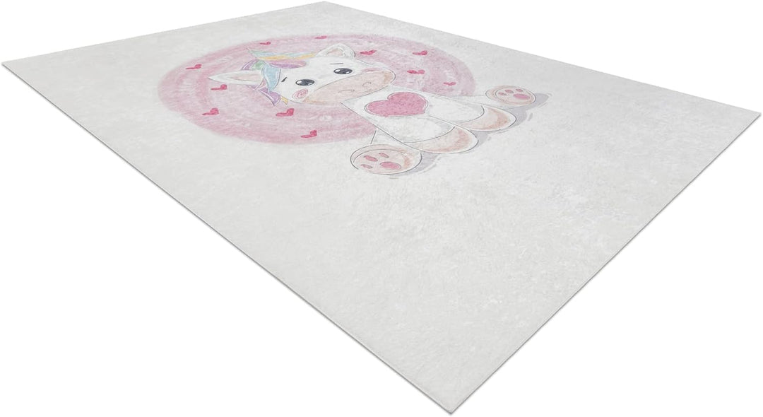 Kinderteppich Bambino Waschteppich Einhorn für Kinder Anti-Rutsch - Creme 80x150 cm 80 x 150 cm Bamb