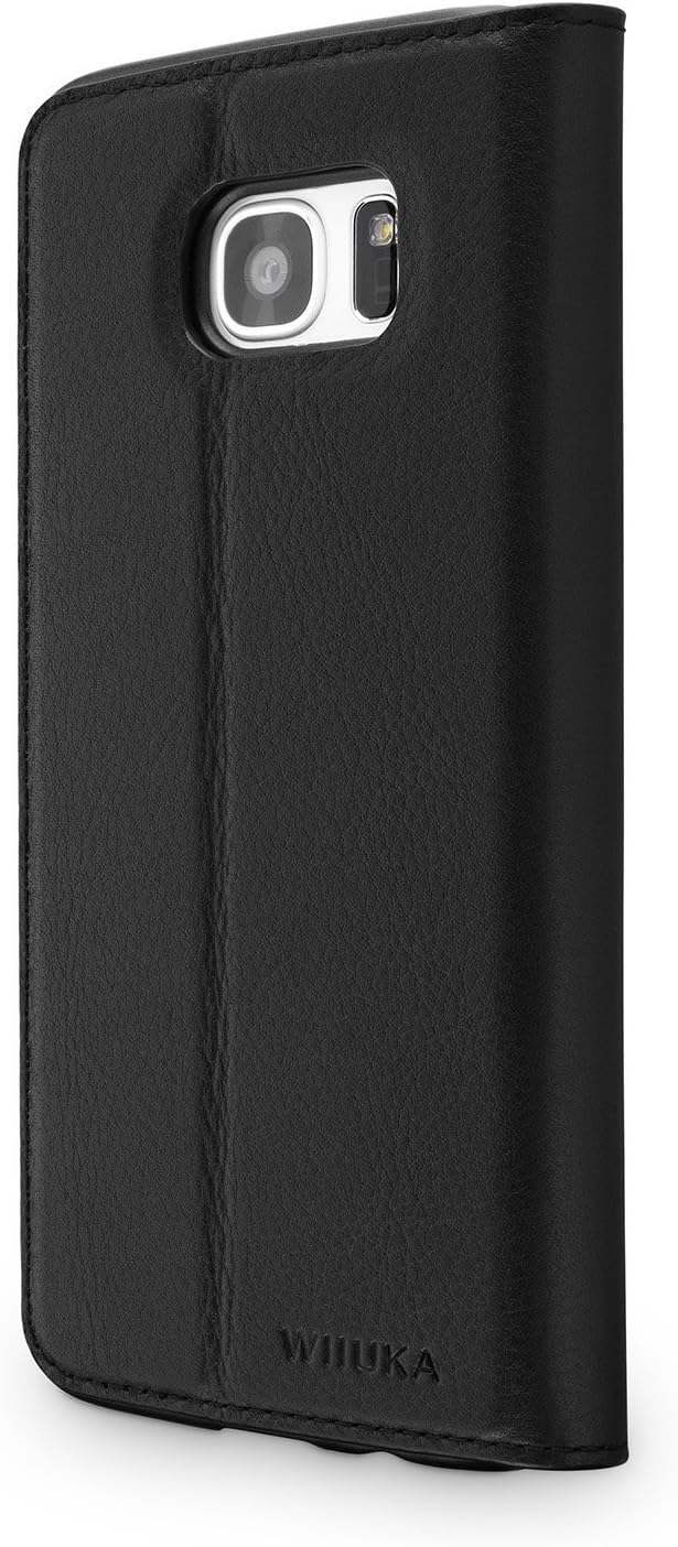 WIIUKA Echt Ledertasche -TRAVEL Nature- für Samsung Galaxy S7 -DEUTSCHES Leder- Schwarz, mit Kartenf