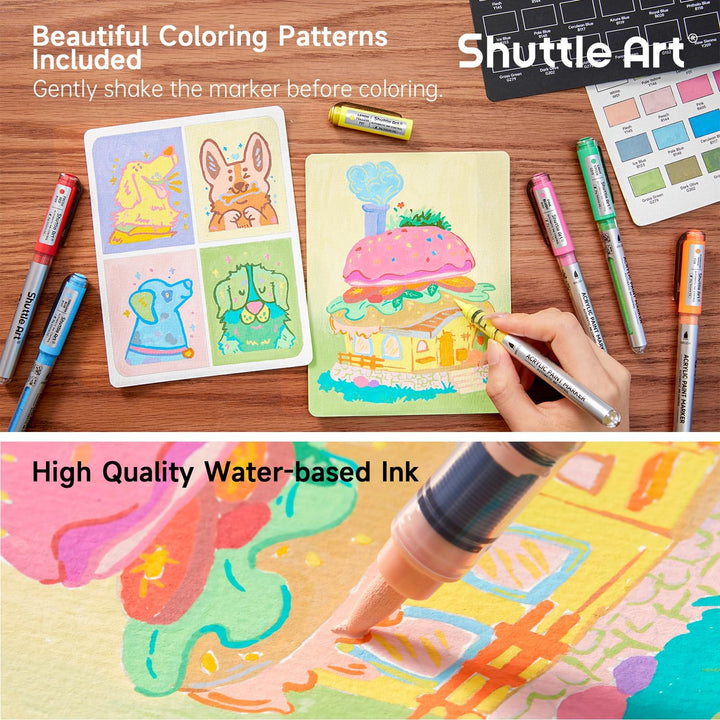 Shuttle Art 48 Farben Acrylstifte für Steine wasserfest, Steine bemalen Stifte Set mit automatischer