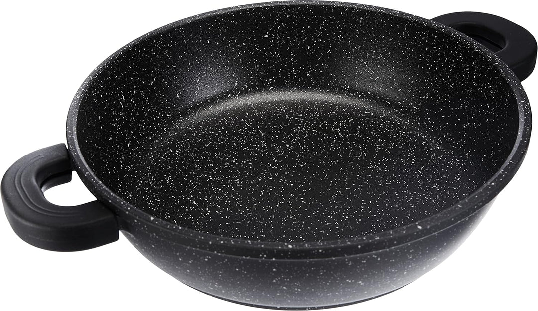 Kamberg – 0008040 – Kochtopf 24 cm – Aluminiumguss – Beschichtung in Steinoptik – Mit Glasdeckel – F