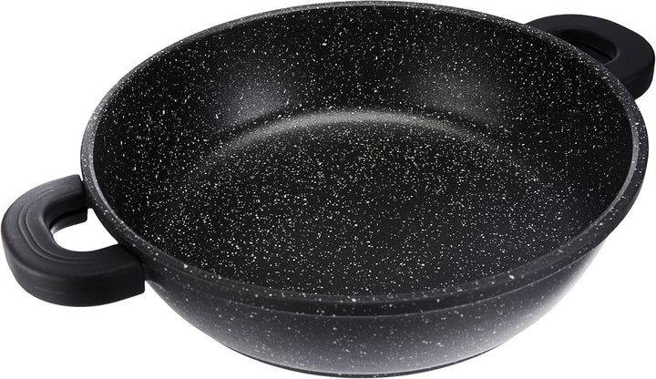 Kamberg – 0008040 – Kochtopf 24 cm – Aluminiumguss – Beschichtung in Steinoptik – Mit Glasdeckel – F
