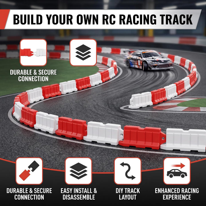BAFOVY RC Car Racing Barrier, RC Road Barrier für Z Drift Racetrack Dekorativ, Kunststoff, 120 Stück