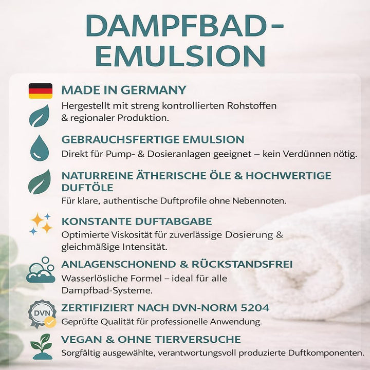 Dampfbad Emulsionen Set 6×10 L – freie Duftwahl – gebrauchsfertige Profi-Emulsion für Dampfbäder &amp; S
