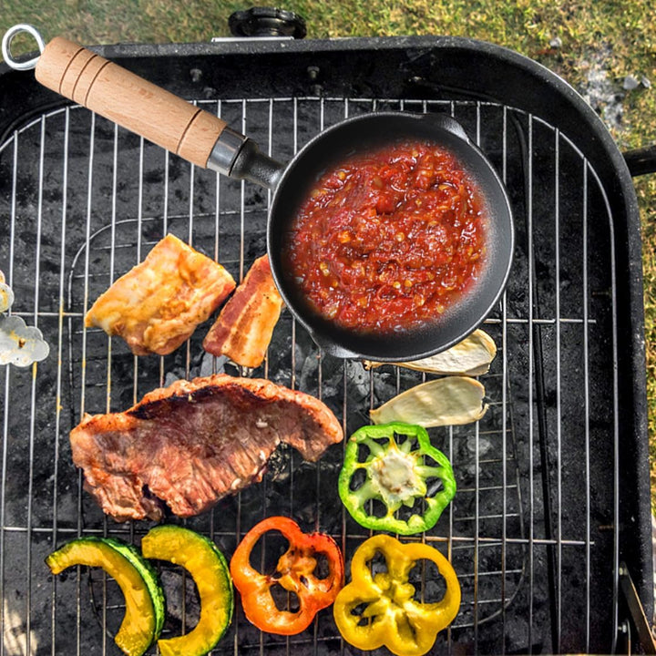 HyzaPhix Sossentopf Gusseisen BBQ Grill Zubehör, Marinadenpinsel Gusseisen Topf für Grill, Grill Sau