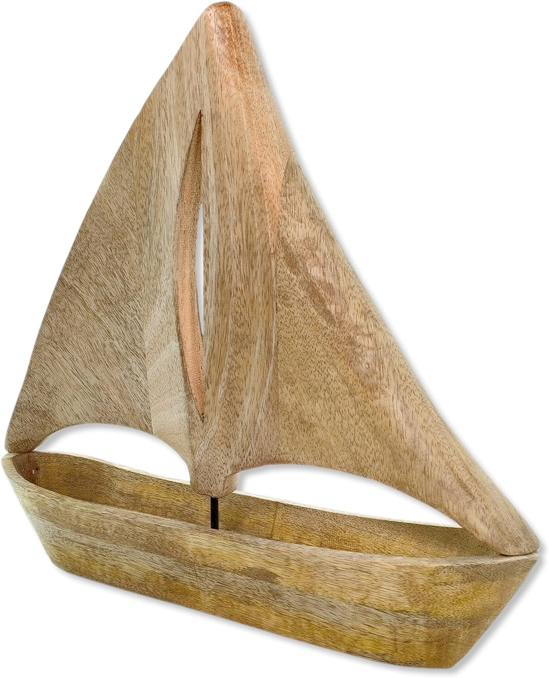 Holz Skulptur Segel-Boot 34 x 35cm braun Dekofigur Tisch-Deko Holzboot Schiff Figur