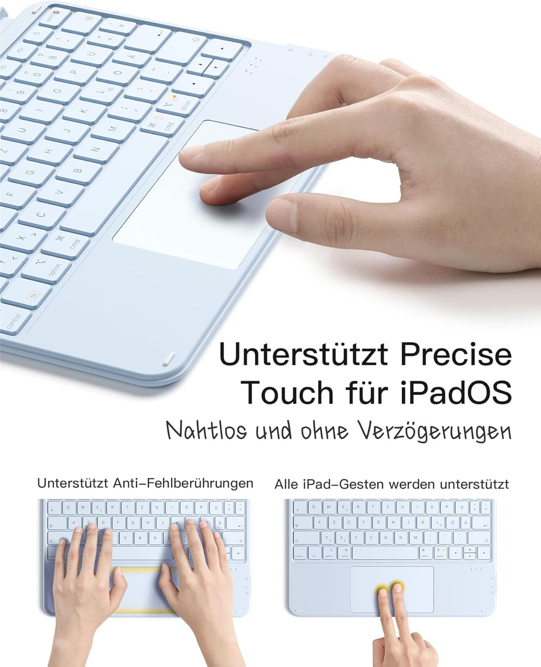 Inateck Hülle mit Tastatur für iPad Pro 11 2024, ACE Touch Ultraleichte Tastatur Abnehmbar, mit Touc
