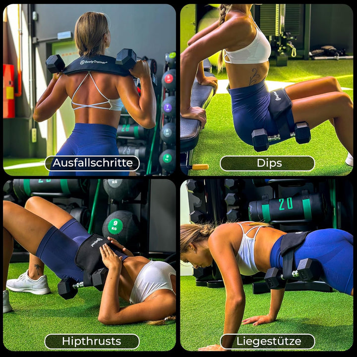 Hip Thrust Gürtel für Po Workouts | Po Training Gerät für Zuhause | Hip Thrust Belt schwarz