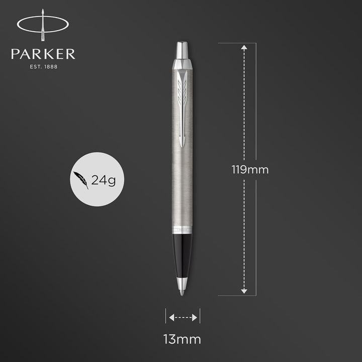 Parker IM Duo-Geschenkset mit Kugelschreiber & Tintenroller | Brushed Metal mit Goldzierteilen | Nac