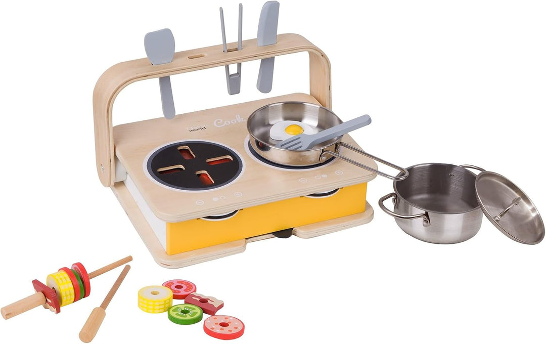 Classic World Spielküche Holz für Kinder ab 3 Jahre | Kinderküche Holz | klein 2 in 1 | Küchenset mi