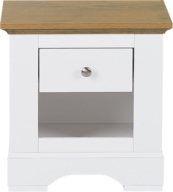 Nachttisch mit Schublade rustikal weiss / hellbraun Winglay