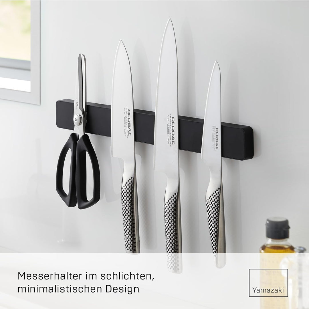 Yamazaki 5202 TOWER Magnetischer Messerhalter, schwarz, ABS-Harz/Magnet/Silikone, minimalistisch, 1,