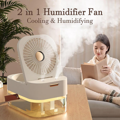 Ankrs Befeuchtungsventilatoren Tragbarer Ventilator Luftbefeuchter 2L, Ultra leise Tischventilator m