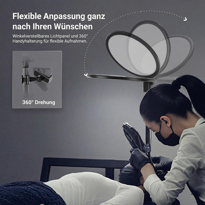 NEEWER BASICS 10" Ringlicht mit 63" Stativ/Handyhalterung/Fernbedienung kompatibel mit iPhone, 15W,