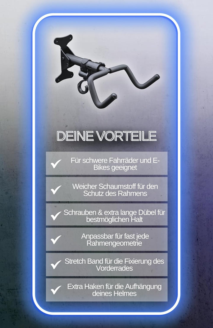 VELOSTAR Premium Fahrrad Wandhalterung - Verstellbar, Platzsparend & Robust - Fahrrad Wandbefestigun