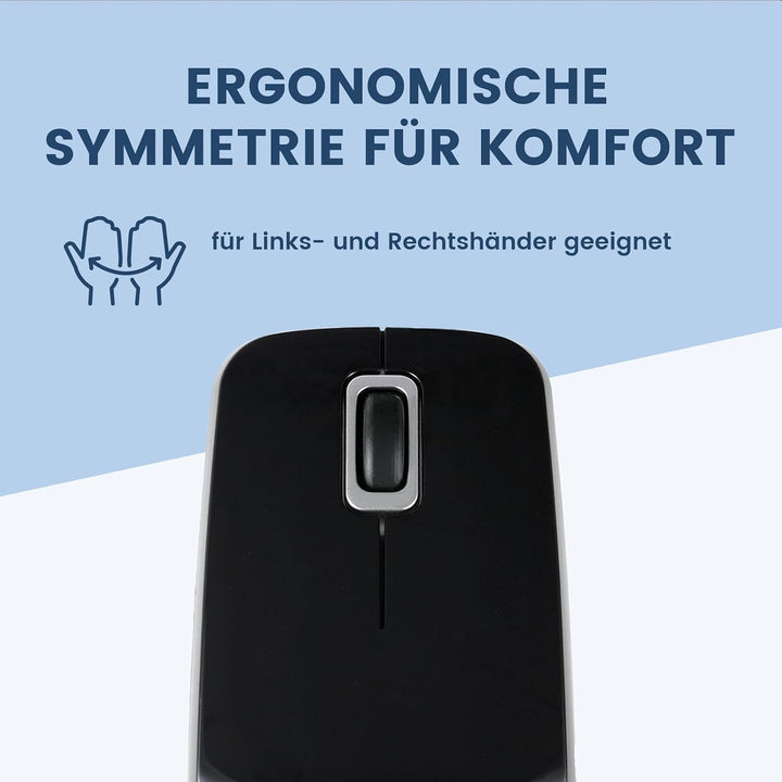 Perixx PERIDUO-703B Kabelloses Tastatur und Maus Set, 2.4G Funk, Mini USB Empfänger, 10m Reichweite,