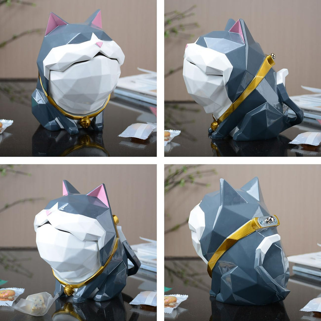 HAUCOZE Keksdose Katze Vorratsdose Tier Deko Moderne Skulptur Wohnzimmer Ornament Geschenk Polyresin