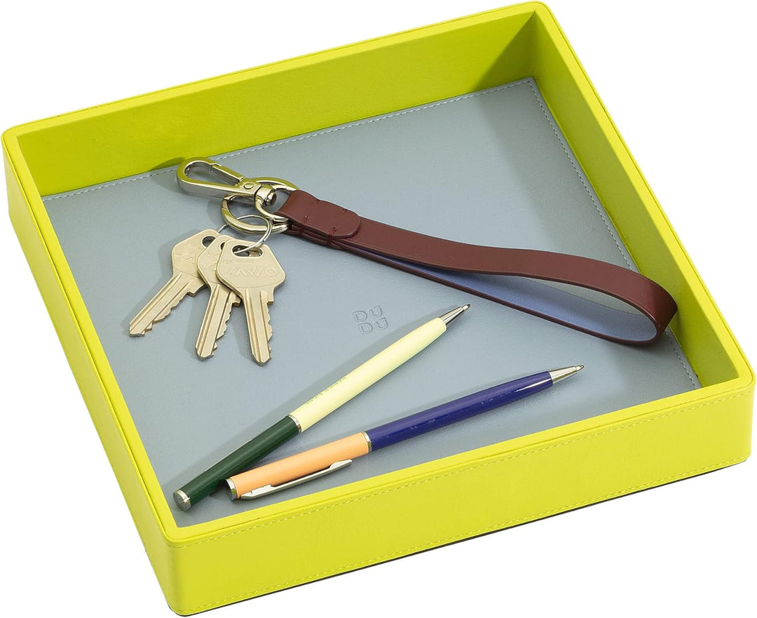 DUDU Taschenleerer aus Leder Bunt Design für den Eingang Ablageschale mit Geschenkbox Lime, Lime