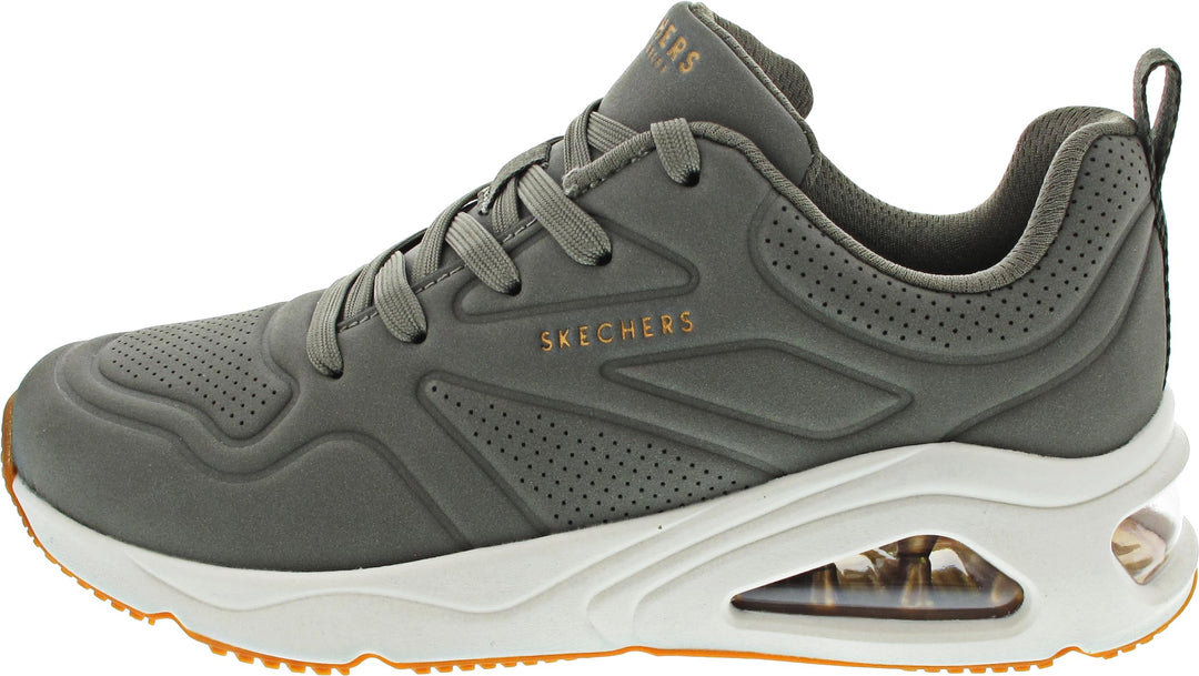 Skechers Damen Tres-air UNO Ah - MazingSneaker 42 EU Olive Durasuede Textile, 42 EU Olive Durasuede