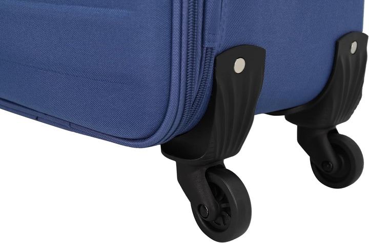 SIGN Stoffkoffer Reisekoffer Trolley (Handgepäck-Mittel-Gross-Set) + 5cm Dehnungsfuge (Blau, Grosser