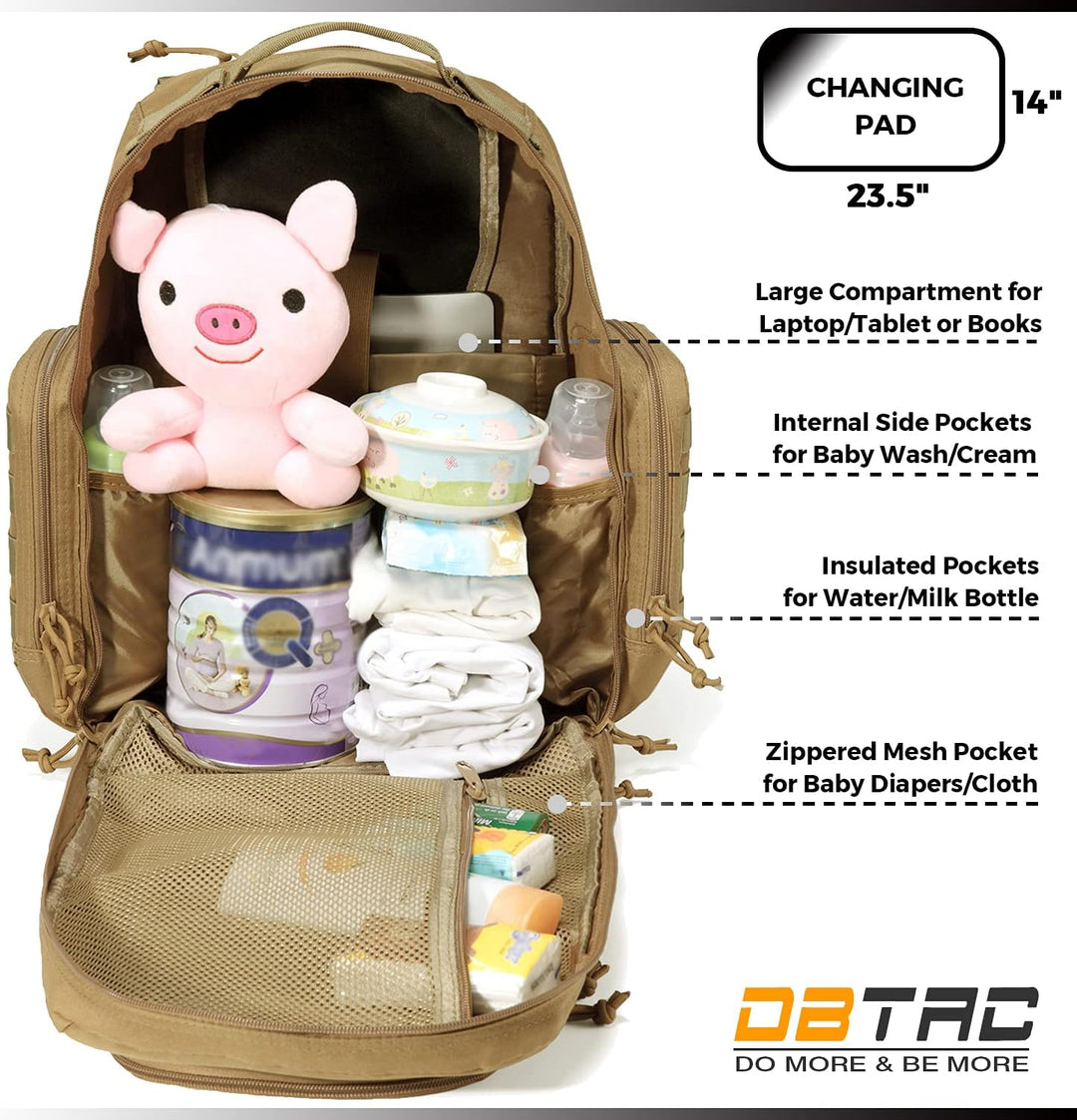 DBTAC Wickeltasche Rucksack für Papa, grosse Baby-Wickeltasche für Männer mit Wickelunterlage, isoli