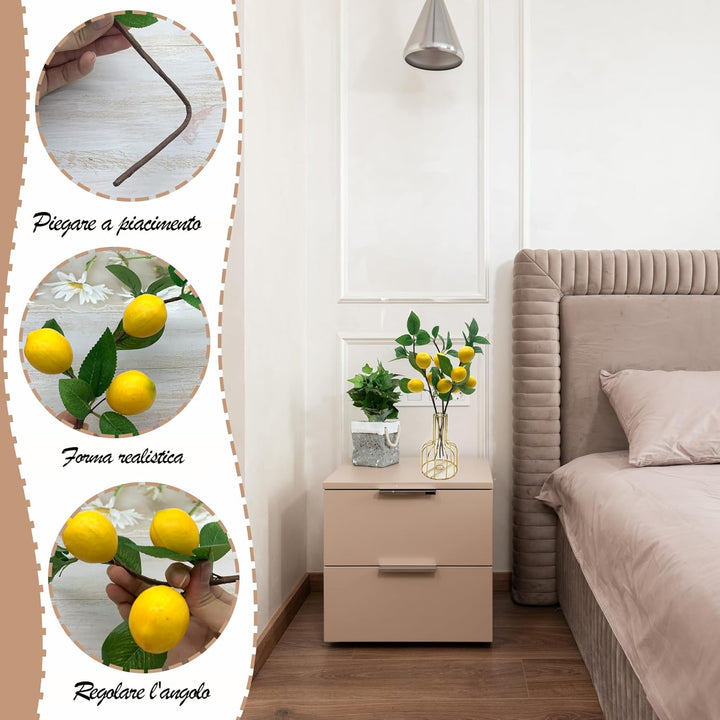 DHER 5pcs Künstlicher Zitronenzweig, Simulation Obst Dekoration, für Haus, Tischdekoration, Hochzeit