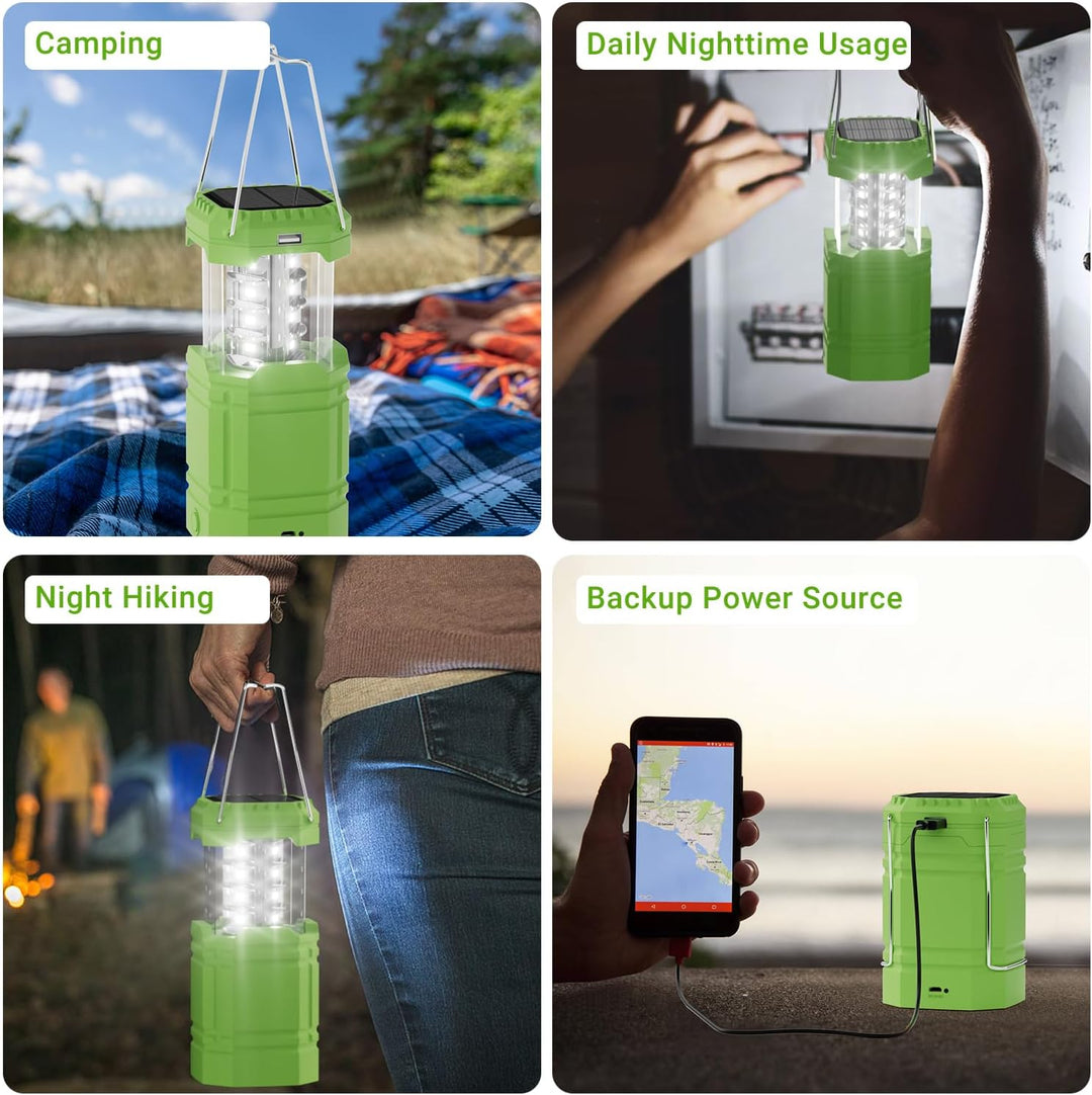 LED Campinglampe Solar, Wasserdicht LED Camping Laterne, Notfallleuchte mit Handkurbel, Eingebaute 3