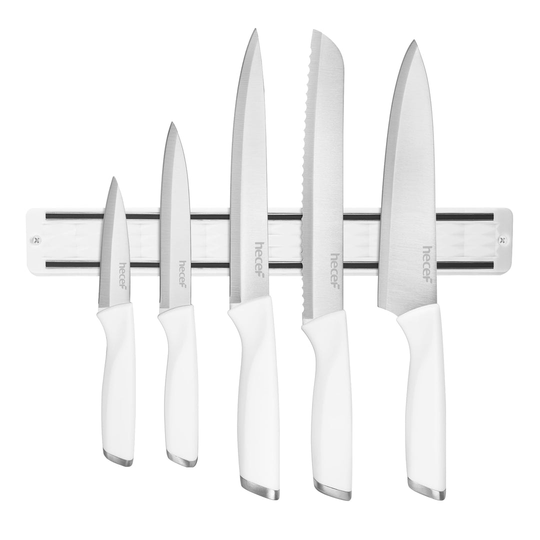 hecef Messerset mit Messerhalter Magnetisch, 5 tlg Scharfe Küchenmesser Set mit 33cm Messer Magnetle