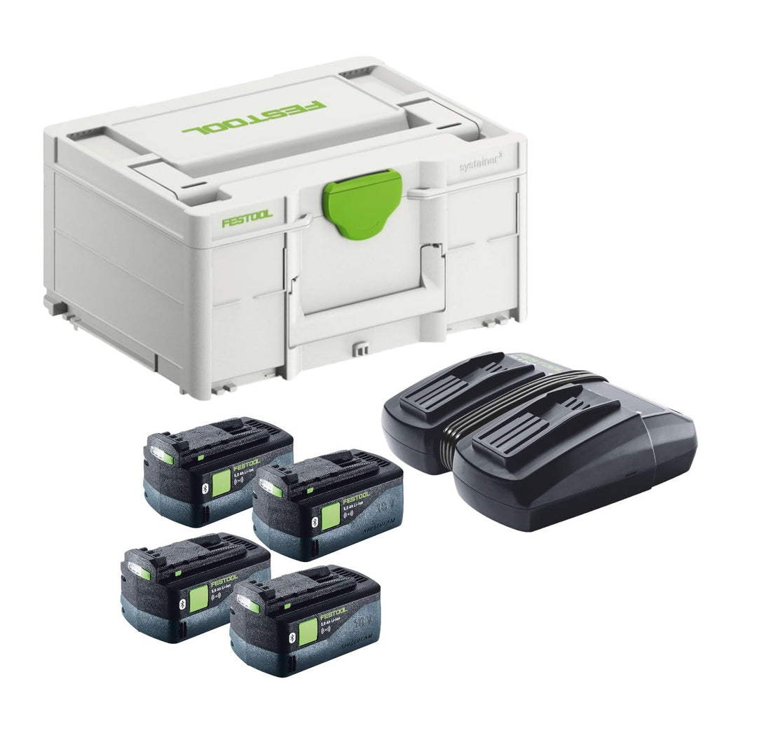 Festool Energie-Set SYS 18V 4x5,0/TCL 6 DUO (mit Akkupacks BP 18 Li 5,0 ASI, Schnellladegerät), im S