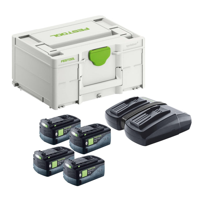 Festool Energie-Set SYS 18V 4x5,0/TCL 6 DUO (mit Akkupacks BP 18 Li 5,0 ASI, Schnellladegerät), im S