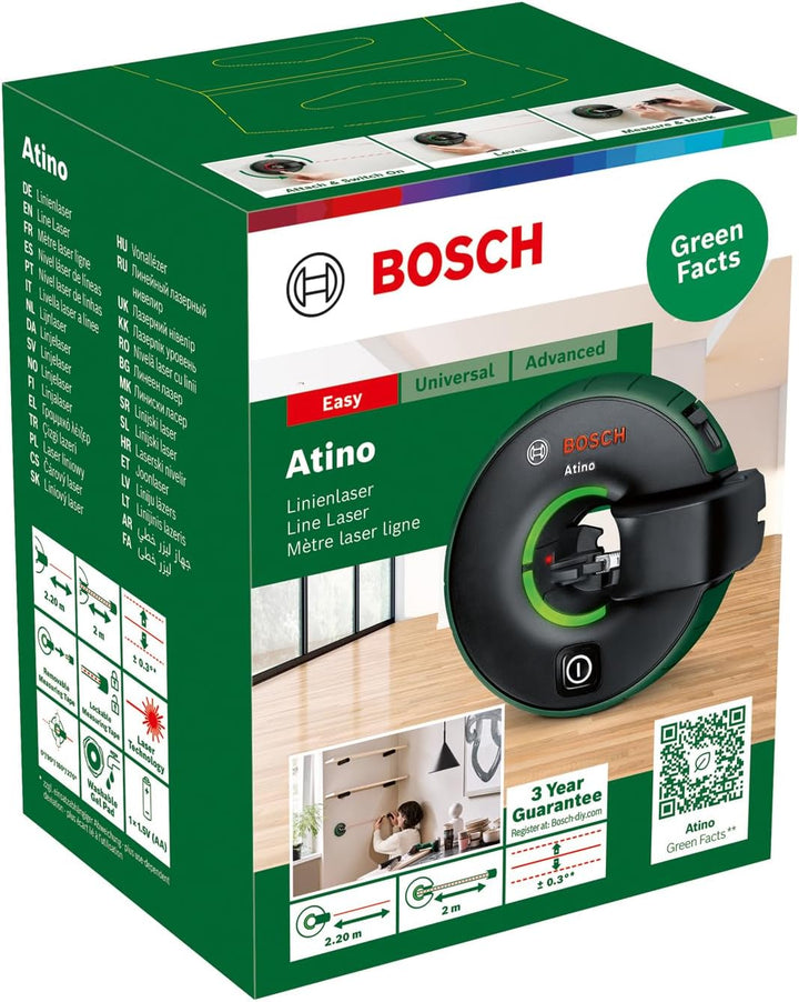 Bosch All-in-One-Linienlaser Atino der 2. Generation mit abnehmbarem und feststellbarem Massband (ho