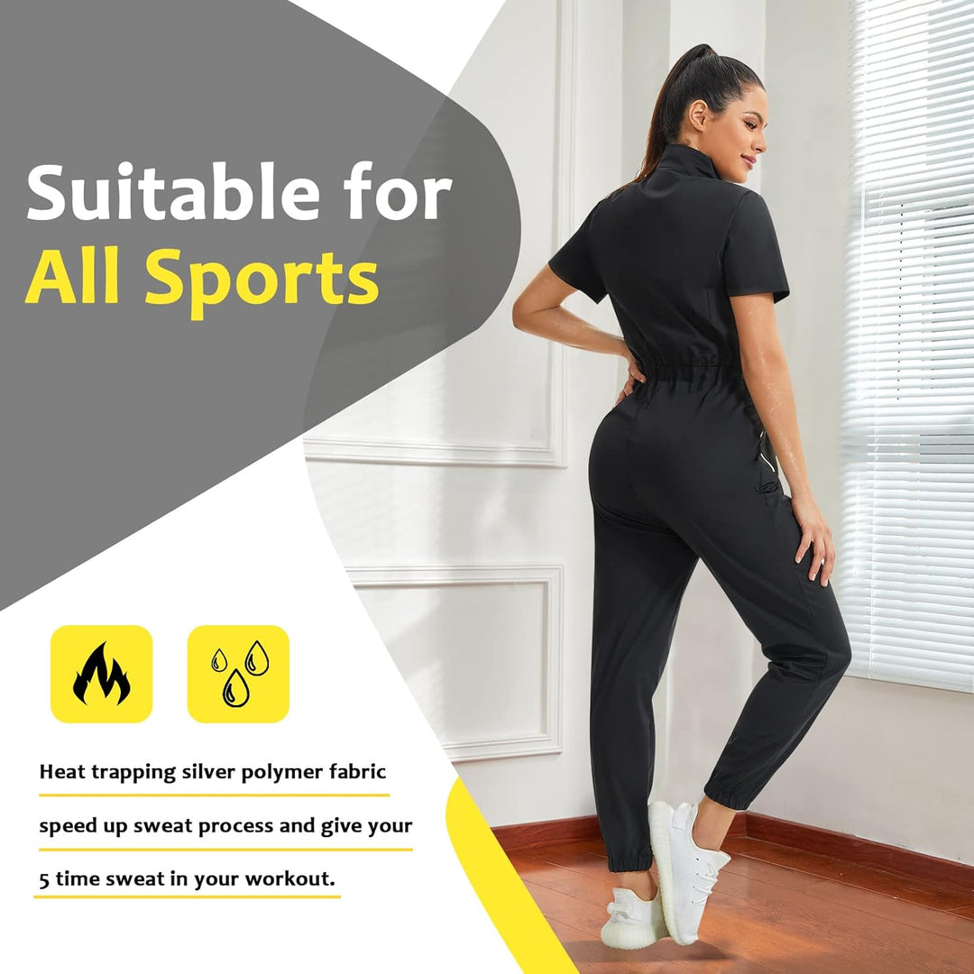 Junlan Schwitzanzug Damen Saunaanzug Waist Trainer Thermoanzug Body Shaper Sportanzug Damen Schwitza