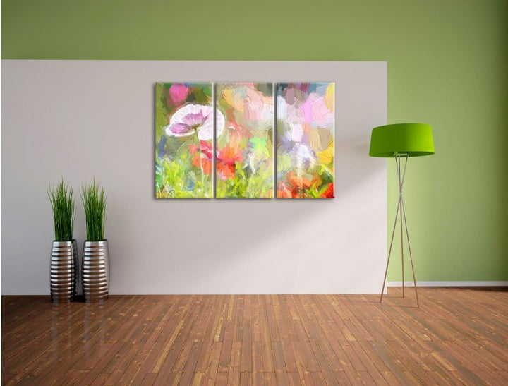 Pixxprint Kalifornischer Mohn im Frühling als Leinwandbild/Grösse: 3 Teilig (120x80 cm) cm/Wandbild/