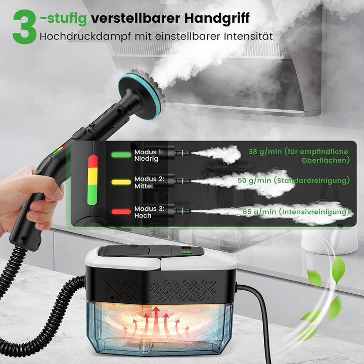 Granarbol 1.8L Dampfreiniger, 2500W Steam Cleaner - 8s Heizung 275°F/145°C, Entfernt Fett mit 18PCS