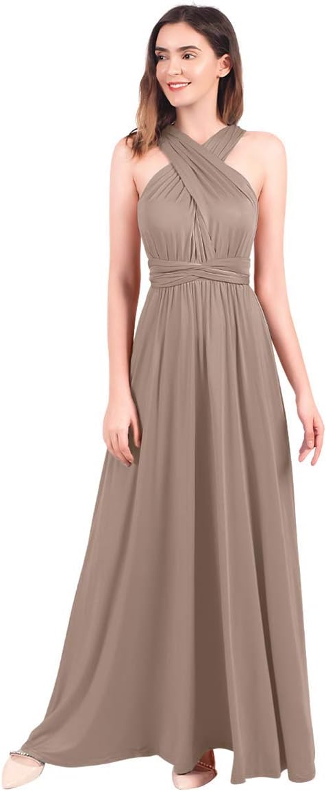 FYMNSI Damen Multiway Lange Abendkleid Hochzeit Brautjungfernkleid Bodenlang Partykleid Cocktailklei