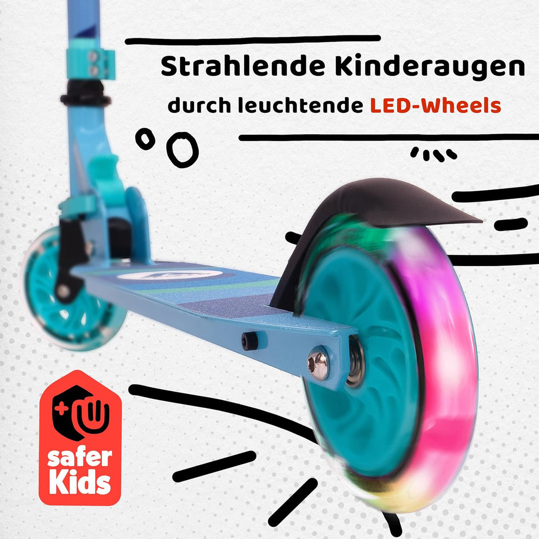 Apollo Scooter LED - Moonracer City Scooter mit Federung, Roller klappbar Tretroller Kinder ab 4 Jah
