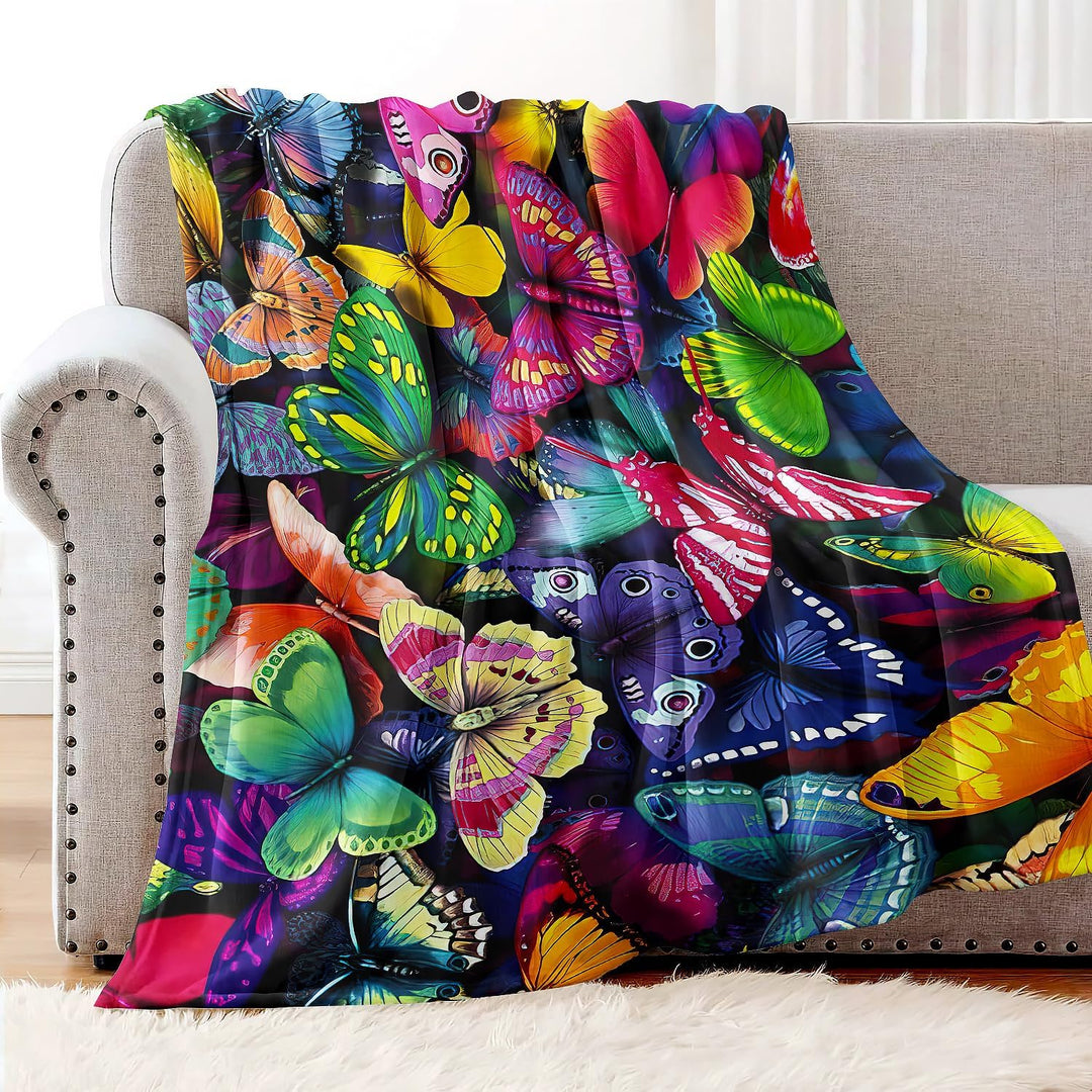 YISUMEI - 150 x 200 cm Decke - Bunte Schmetterlings Schönheits Natur Fleecedecke,Kaschmir-Gefühl Kus