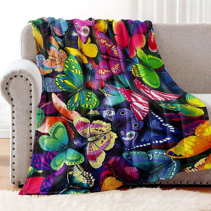 YISUMEI - 150 x 200 cm Decke - Bunte Schmetterlings Schönheits Natur Fleecedecke,Kaschmir-Gefühl Kus