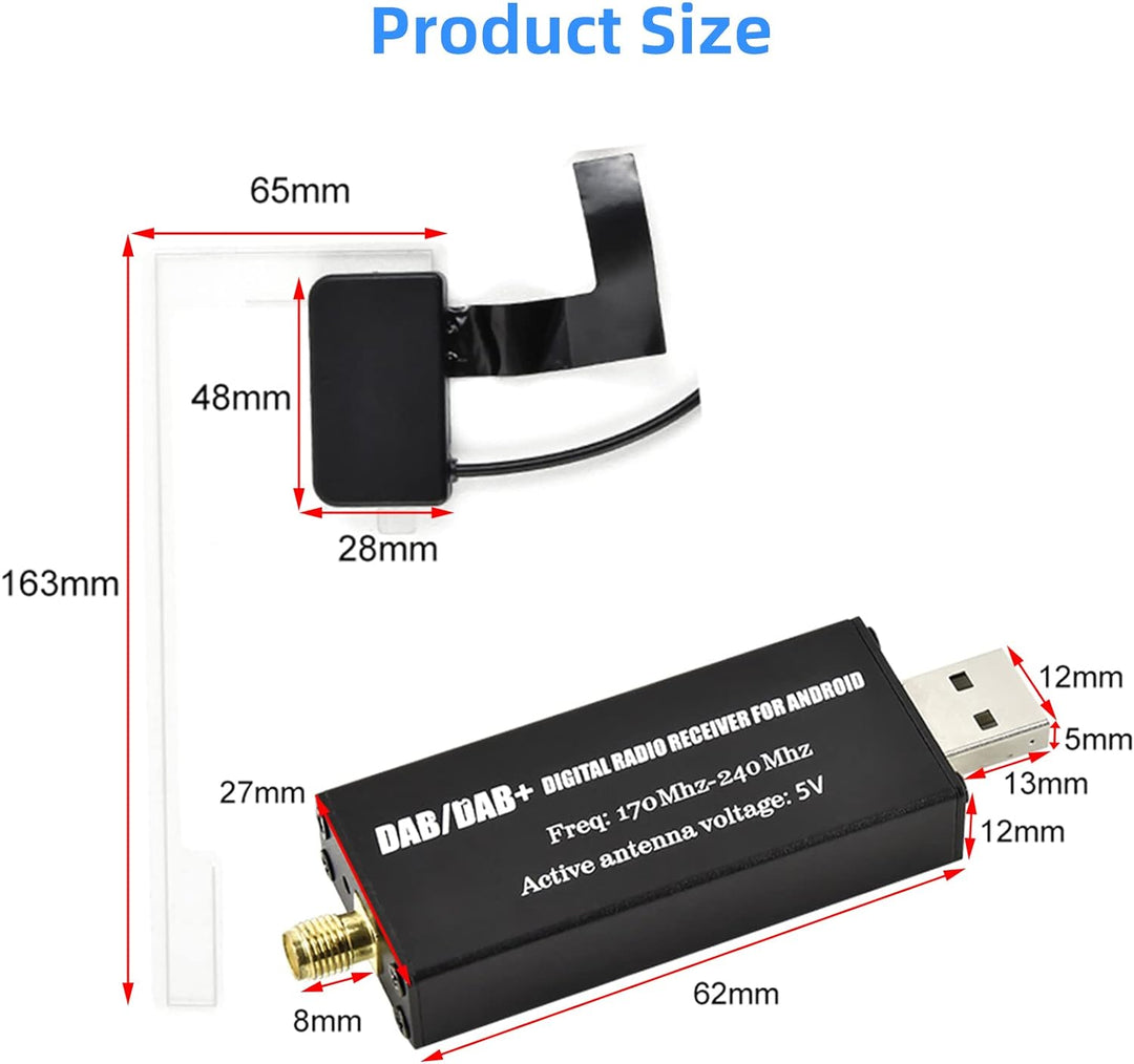 Podofo DAB/DAB+ Digitaler Radioempfängeradapter DAB+ Radio Tuner Empfänger mit Antenne+SMA Glass Ant
