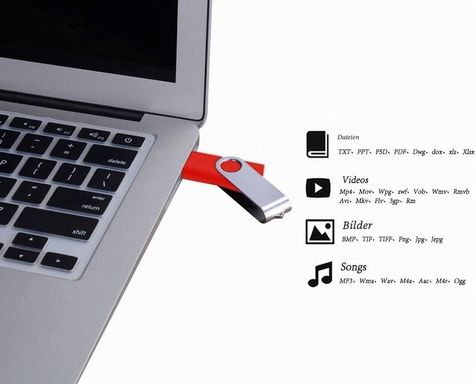 10 Stück Speichersticks 8GB USB-Stick Einklappbar USB 2.0 Memory Sticks 8 GB Flash Drive Rote Datena
