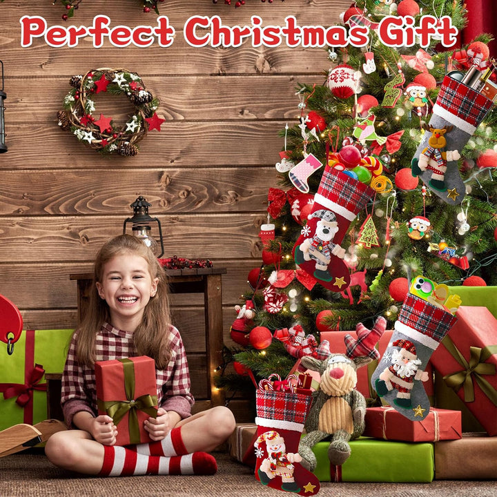 Lonsien Nikolausstrumpf gross 4 STK Weihnachtsstrumpf Geschenkbeutel Nikolausstiefel Personalisiert