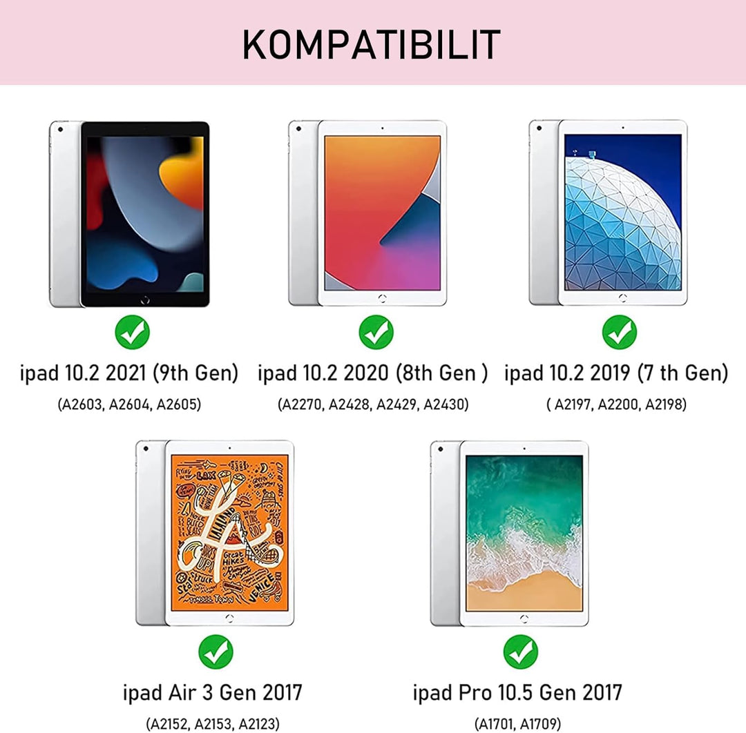 Hofsos Hülle mit Tastatur für iPad 10.2 Zoll 9 Generation 2021 - QWERTZ Layout Keyboard, Magnetische