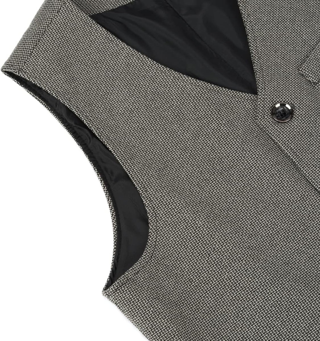 Allthemen Herren Western Weste Herringbone V-Ausschnitt Anzugweste Formale Classic Basic Wollweste f
