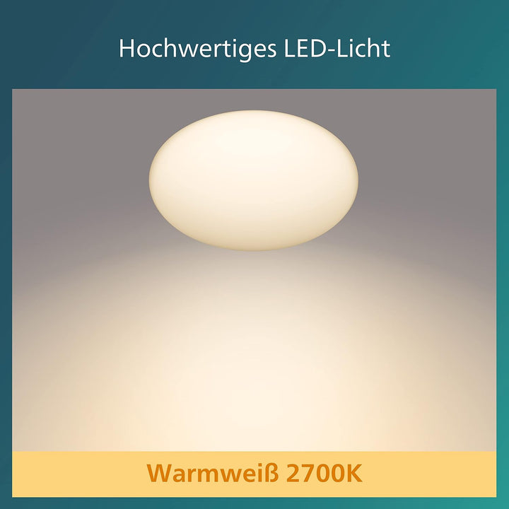 Philips LED Shan Deckenleuchte mit integriertem Bewegungssensor, 12W, Weiss warmweisses Licht (2700K