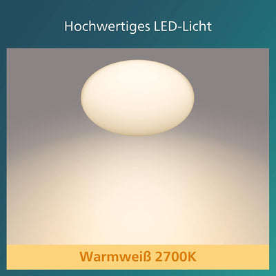 Philips LED Shan Deckenleuchte mit integriertem Bewegungssensor, 12W, Weiss warmweisses Licht (2700K
