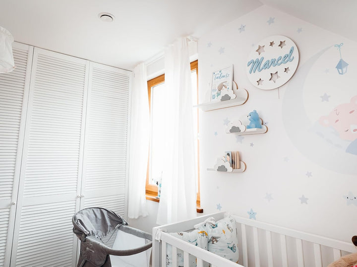 3er Set Wandregal Kinderzimmer Weiss | Babyzimmer Wolkenregal für Bücher, Spielzeug, Dekoration | Re