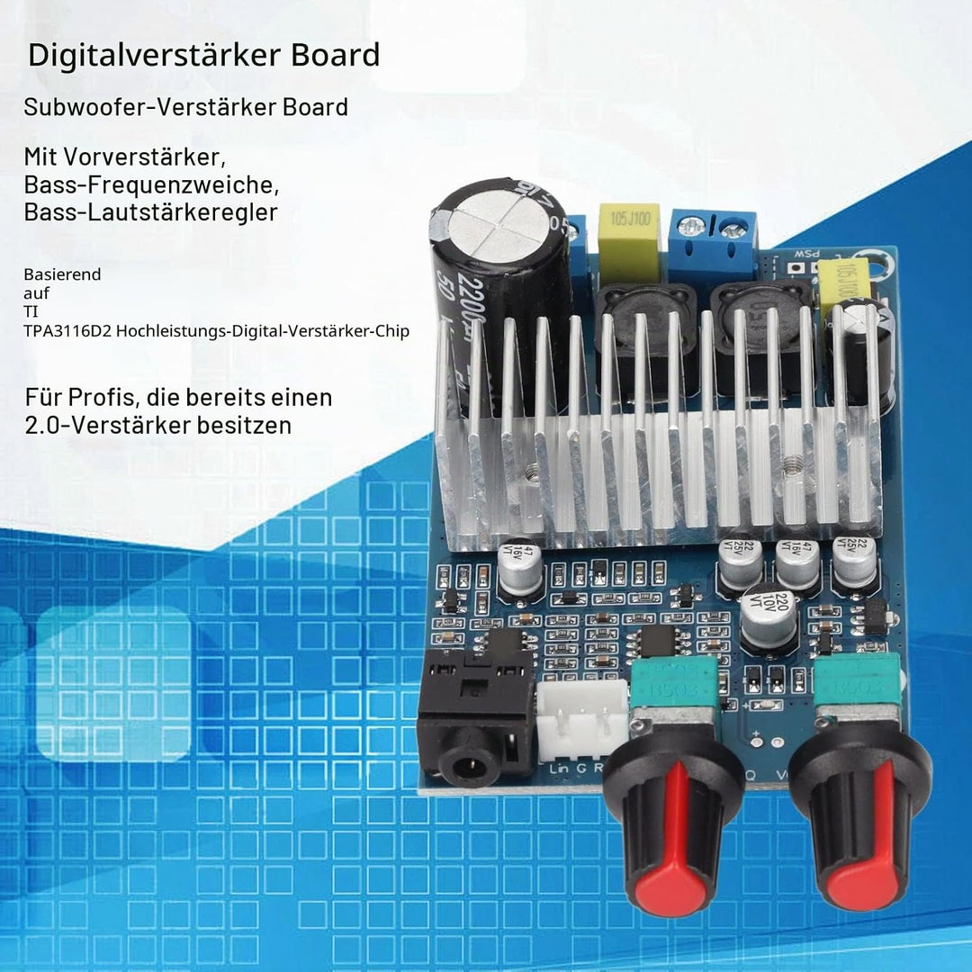 Bewinner Digitale Verstärkerplatine, TPA3116D2 Professionelle Leistungsverstärkerplatine, Subwoofer