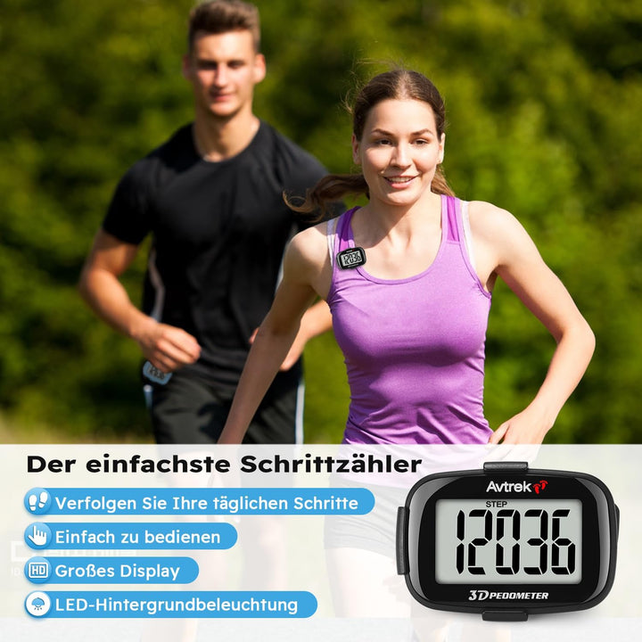 AVTREK Präziser 3D-Schrittzähler Mini-Schrittzähler für Walking oder Laufen im Freien Wanderaktivitä