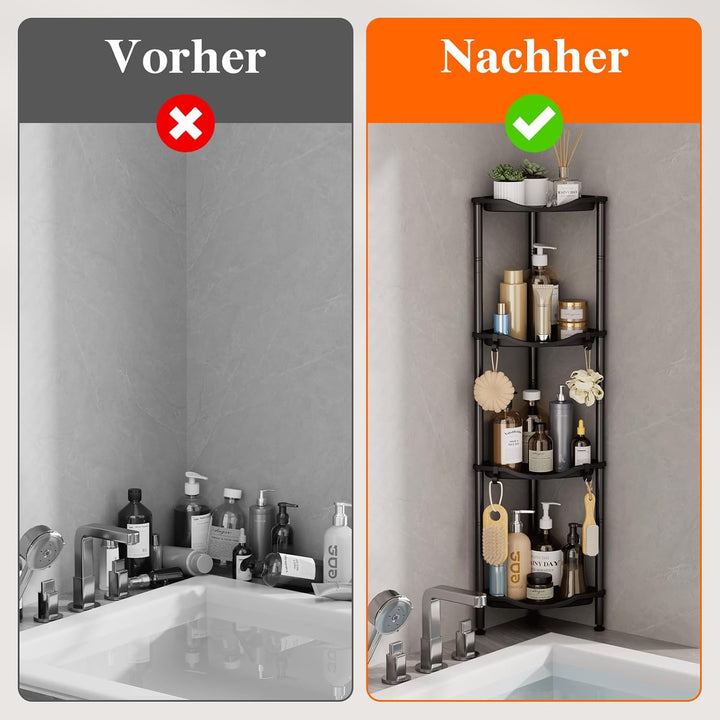 Lifewit Duschablage Stehend, 4 Ablagen Kunststoff Duschregal Ohne Bohren, Höhen Verstellbar Duschreg