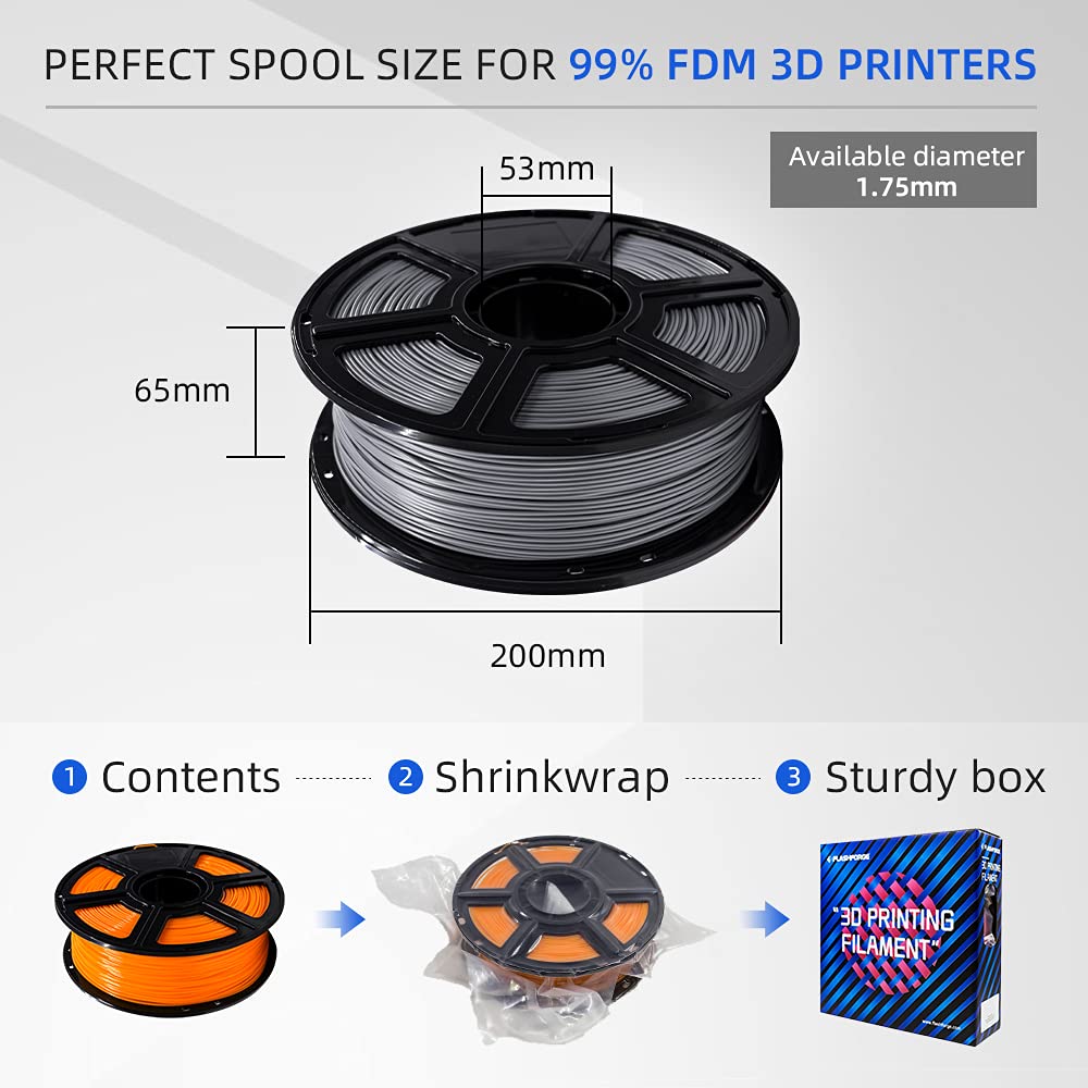 FLASHFORGE - 1,75 mm PLA 3D-Druckfilament und 1 kg Spule für die Creator-Serie (schwarz) PLA Pla-Sch